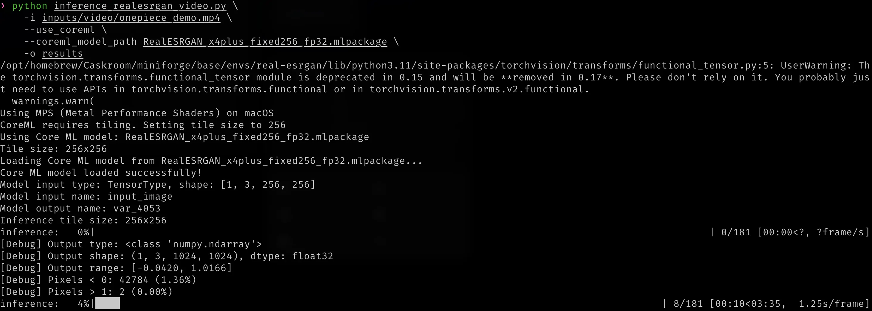 running real_esrgan with coreml